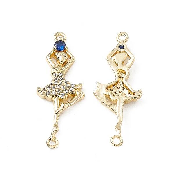 Brass Micro Pave Clear Cubic Zirconia Connetor Charms