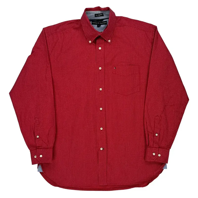 Tommy Hilfiger Checked Shirt - Medium Red Cotton