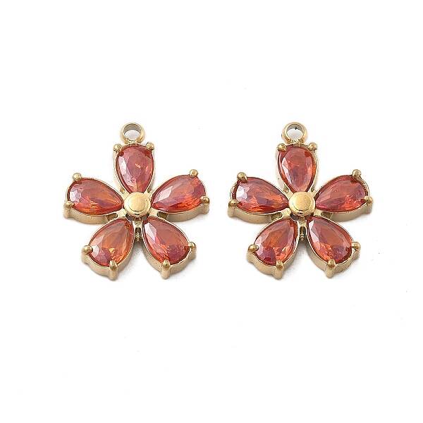 304 Stainless Steel Micro Pave Cubic Zirconia Charms