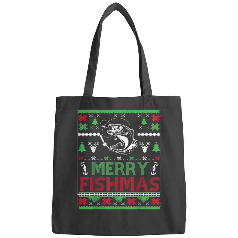 Ugly Fishing Christmas Bass Fish Apparel Merry Fishmas Bags