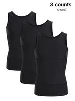 Men's Solid Color Compression Shapewear Tank Top, Breathable Comfortable Shapewear Vest, Tummy Control Shaper for Men