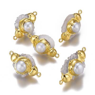 Natural Druzy Quartz Crystal Links Connectors