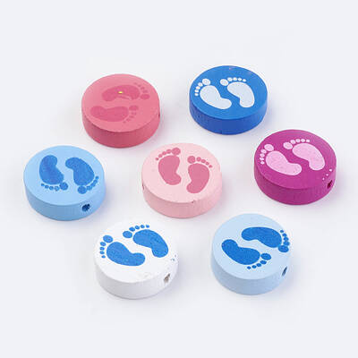 Natural Wood Printed Beads