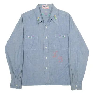 VENETO Womens Shirt Blue Floral Long Sleeve M
