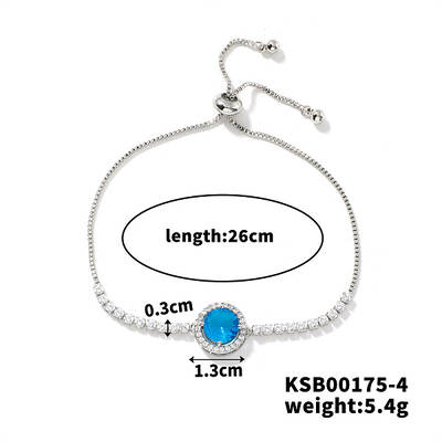 Adjustable Brass Rhinestone Link Slider Bracelets for Women