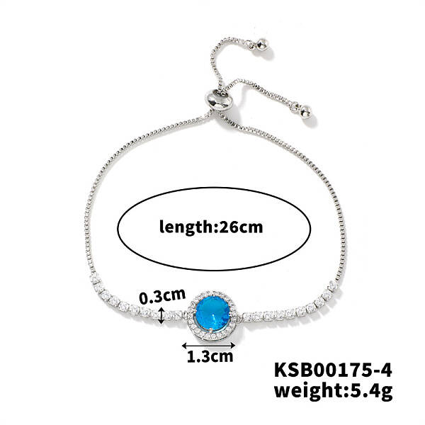 Adjustable Brass Rhinestone Link Slider Bracelets for Women