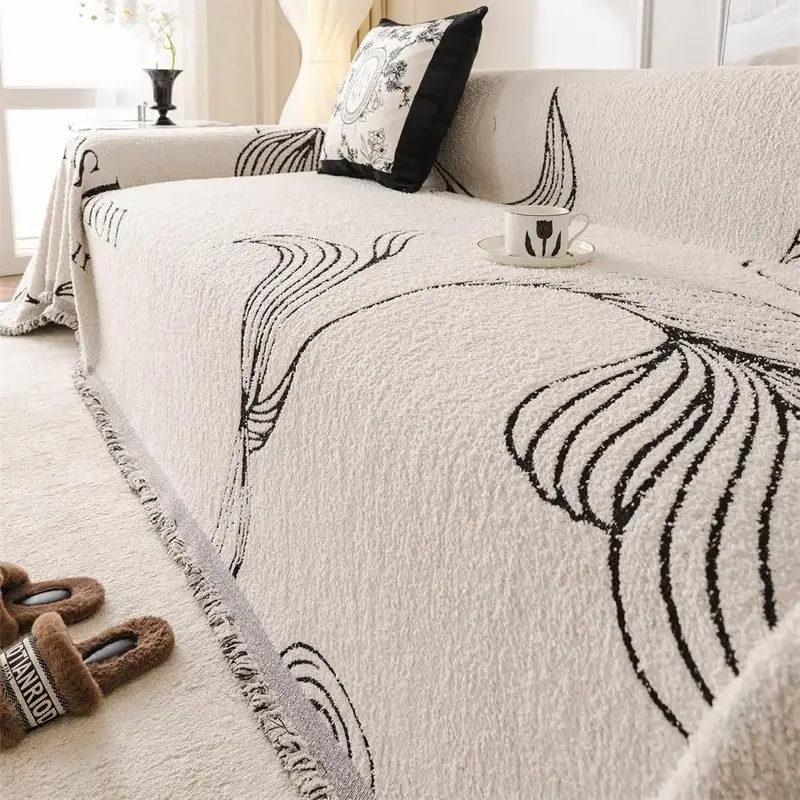 Cartoon Line Pattern Sofa Cover, 1 Count Soft Comfortable Sofa Towel,  Couch Covers,  Sofa Protector for Home Bedroom Living ...