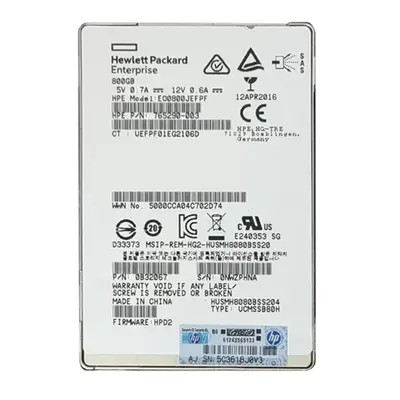 EO0800JEFPF HP 800GB SAS 12Gb/s Hot Pluggable Write Intensive SFF 2.5-Inch Solid State Drive for ProLiant Server ML570 Gen7