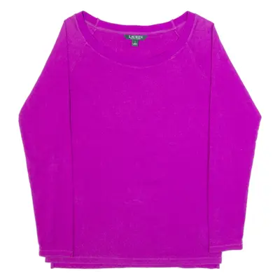 LAUREN RALPH LAUREN Womens T-Shirt Purple Long Sleeve L
