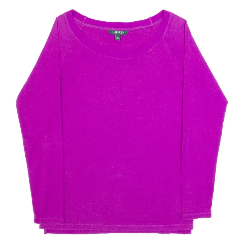 LAUREN RALPH LAUREN Womens T-Shirt Purple Long Sleeve L