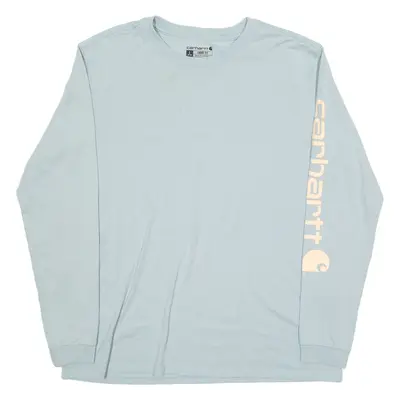 CARHARTT Loose Fit Boys T-Shirt Blue Long Sleeve Crew Neck L