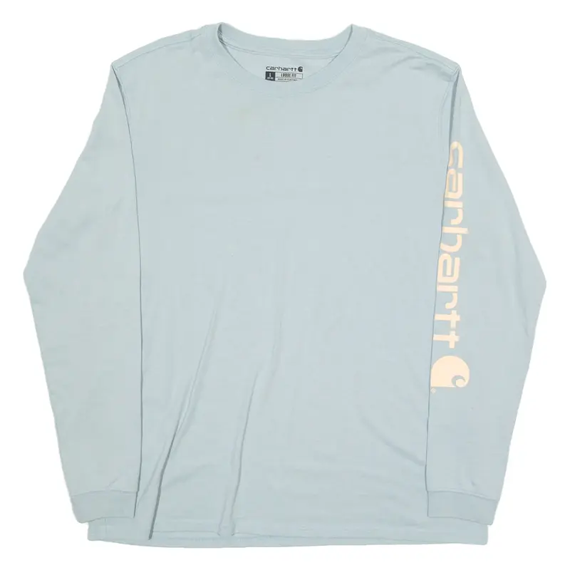 CARHARTT Loose Fit Boys T-Shirt Blue Long Sleeve Crew Neck L