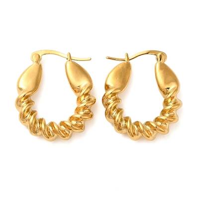 Real 18K Gold Plated 304 Stainless Stee Hoop Earrings