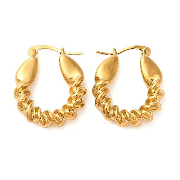 Real 18K Gold Plated 304 Stainless Stee Hoop Earrings