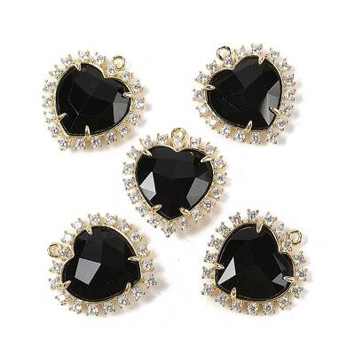 Natural Obsidian Faceted Heart Pendants