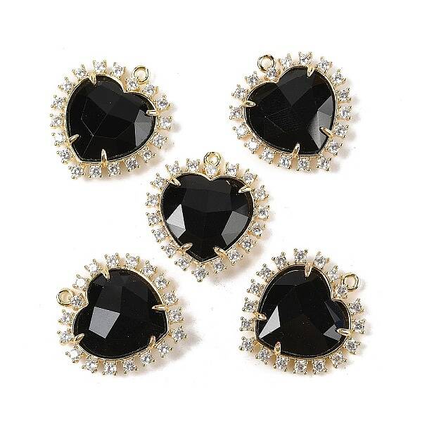 Natural Obsidian Faceted Heart Pendants
