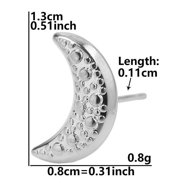 Moon Stainless Steel Stud Earrings for Women
