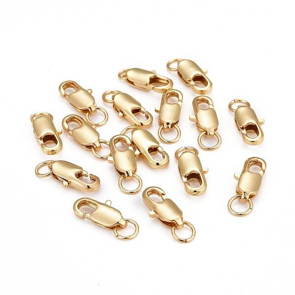 Rack Plating Brass Lobster Claw Clasps with Jump Rings
