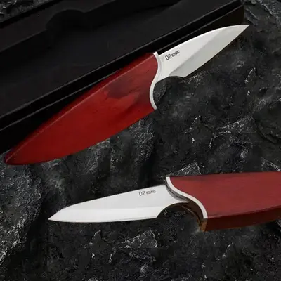 Wooden Handle 2-in-1 Fruit Knife - Compact Design for Peeling & Cutting - Perfect for Picnics, Travel & Home Use Kitchen Stai...