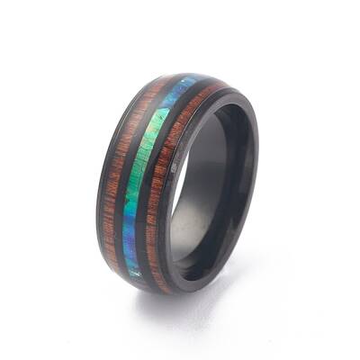 Ion Plating(IP) 304 Stainless Steel Paua Shell Cuff Ring for Women