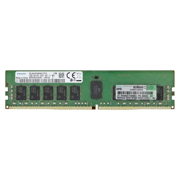 HP 819411-001 | 16GB DDR4-2400MHz PC4-19200 ECC Registered RDIMM CL17 1Rx4 1.2V 288-Pin Memory Module