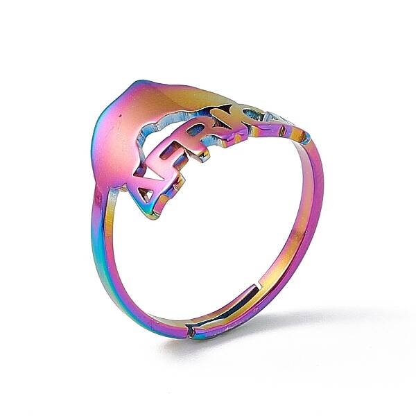 Ion Plating(IP) 201 Stainless Steel Africa Map Adjustable Ring for Women