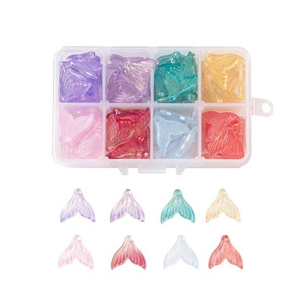 120Pcs Transparent Spray Painted Glass Pendants