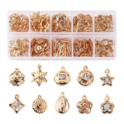 100Pcs 10 Style Rack Plating Eco-Friendly Iron Charms