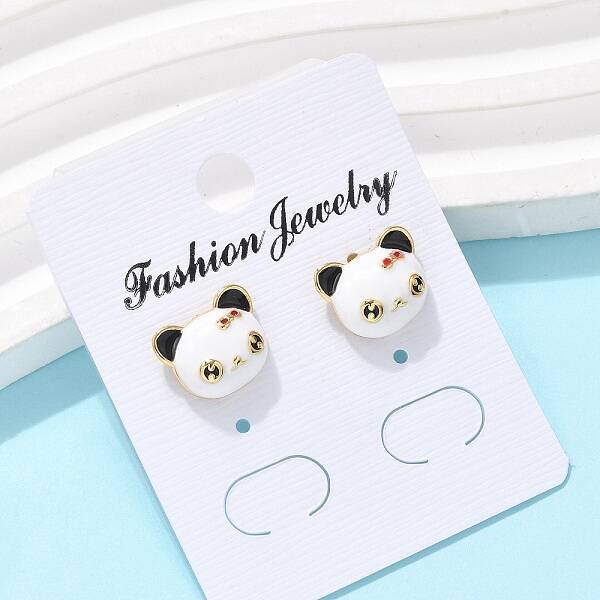 Brass Enamel Stud Earrings for Women