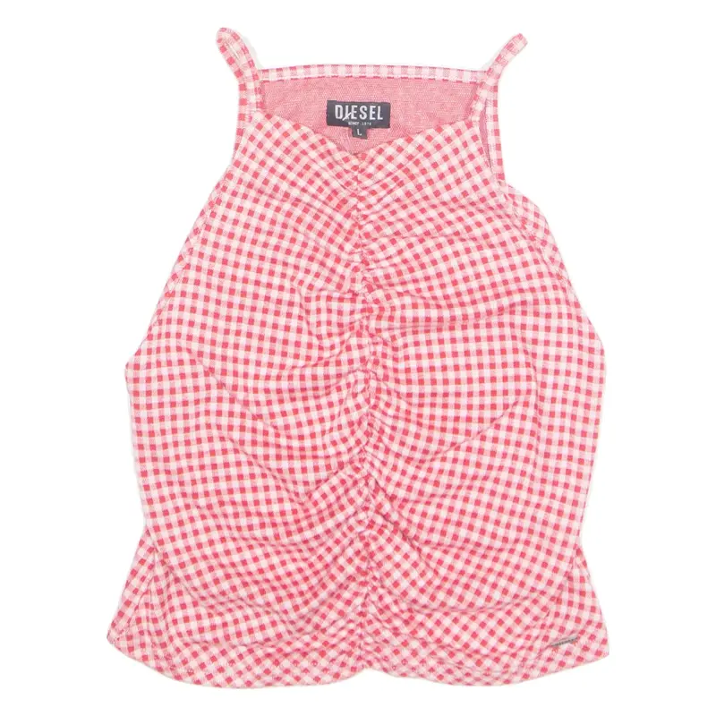 DIESEL Womens Printed Vest Red Sleeveless Check L