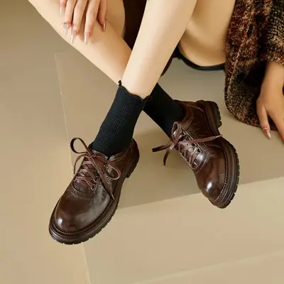 CHIKO Tryne Round Toe Block Heels Oxfords Shoes