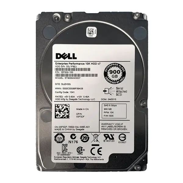 03P3DF Dell 900GB 6Gb/s SAS 10000 2.5-Inch Hard Drive