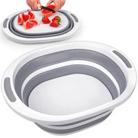 2 in 1 Dishpan + Cutting Board Collapsible Wash Basin, 7.5L Dish Tub Sink Basin Folding. Portable Sink Dish Basin for Camping...