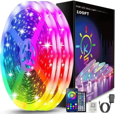 100ft Led Strip Lights (2 Rolls of 50ft) Bluetooth Smart App Control Music Sync Color Changing RGB Led Light Strip with Remot...