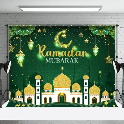 Green Traditional Indian Ramadan Mubarak Backdrop - Aperturee