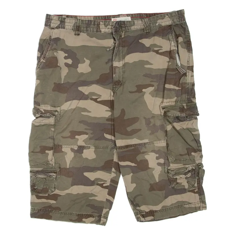 CARGO SUPPLY Mens Cargo Shorts Green Camouflage 2XL W40
