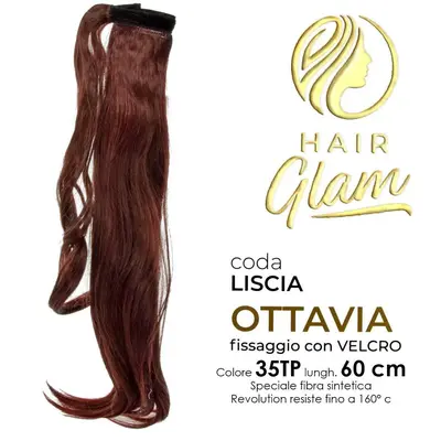 HAIR GLAM OTTAVIA CODA W/VELCRO FIBER REVOLUTION Length 60 35TP cm