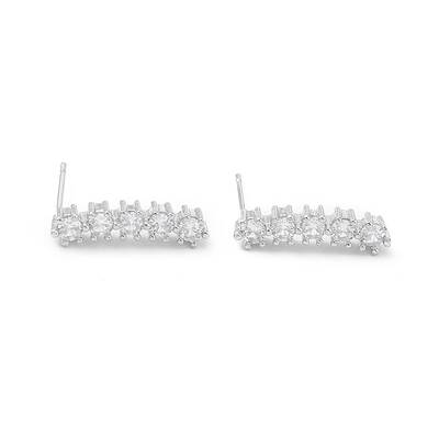Rectangle Rack Plating Brass Cubic Zirconia Stud Earrings for Women
