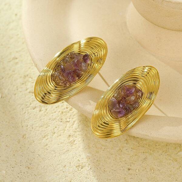Oval Stainless Steel Stud Earrings