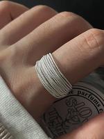 Adjustable Multilayer Line Design Open Ring, Stackable Rings, Elegant Fashion Accessories for Women & Men, Trendy All-match &...