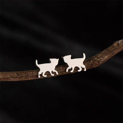 Stainless Steel Cat Shape Stud Earrings