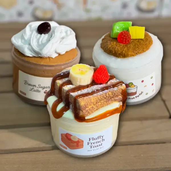 Breakfast Café Bundle! DIY Fluffy French Toast Slime! Brown Sugar Latte Slime, Fruit Parfait Slime