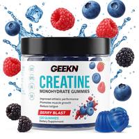 GEEKN Creatine Monohydrate Gummies - 6G Serving - Berry Blast Flavor - 120 Sugar-Free Gummies with Alpha GPC & B12 - Boost At...
