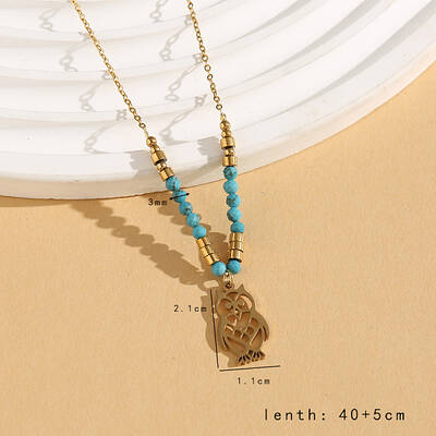 Vintage Christmas Stainless Steel & Synthetic Turquoise Pendant Necklaces for Women