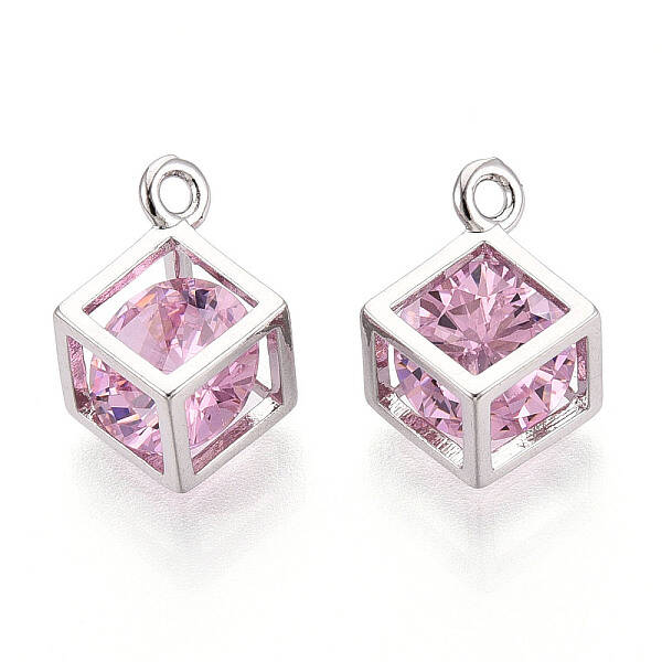 Brass Micro Pave Cubic Zirconia Charms
