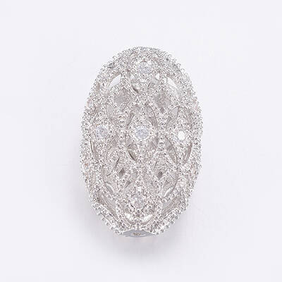 Brass Micro Pave Cubic Zirconia Beads