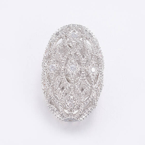 Brass Micro Pave Cubic Zirconia Beads