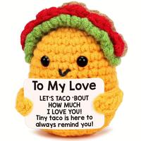 Cute Crochet Taco Design Plush Toy with Greeting Card, Creative Handmade Knitting Toy, Unique Gift for Boyfriend & Girlfriend...