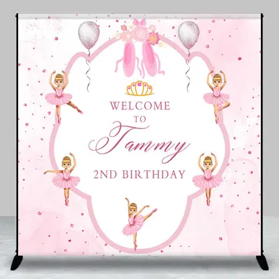 Pink Ballet Princess Custom 2nd Birthday Backdrop - Aperturee