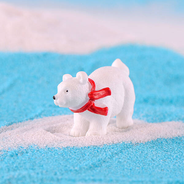 Resin Miniature Polar Bear with Hat Ornaments